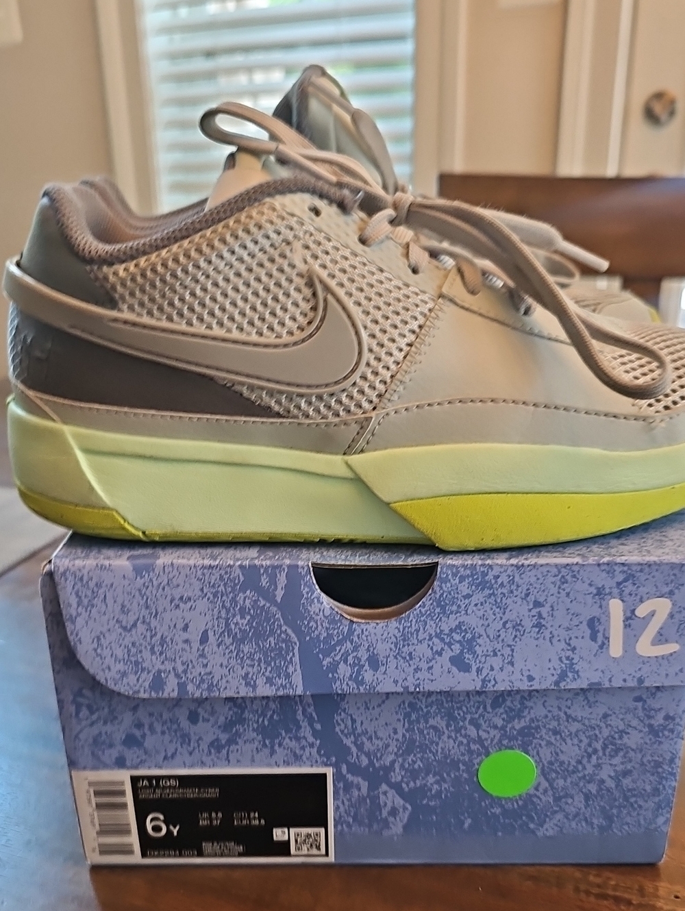 Nike JA 1 - Kids' Light Gray Sneakers with Lime Accents
